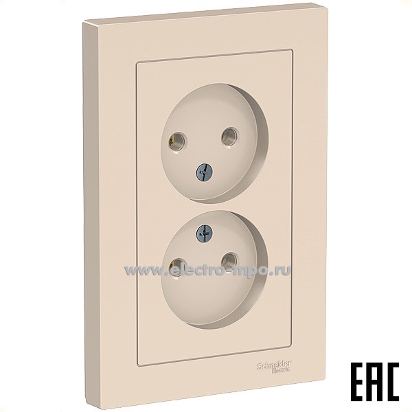Ю40. Розетка AtlasDesign ATN000220 двойная с/п бежевая (Systeme Electric)