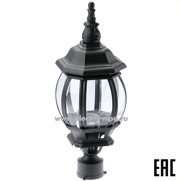 С8633. Светильник 11100 PL8103 220В Е27 на столб 8-ми гр. "Классика" черный IP44 (Feron)