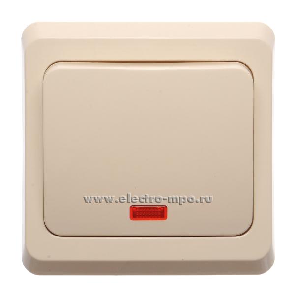 Ю4832. Выключатель Этюд ВС10-005K 1кл. с/п с подсветкой кремовый (Systeme Electric)