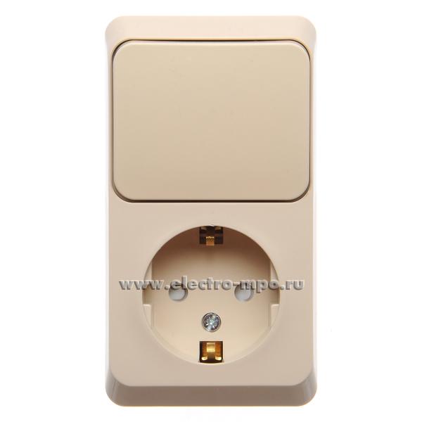 Ю4838. Блок Этюд BPA16-201K (выкл. 1 кл.+роз. "евр" со шторками) о/п кремовый (Systeme Electriс)