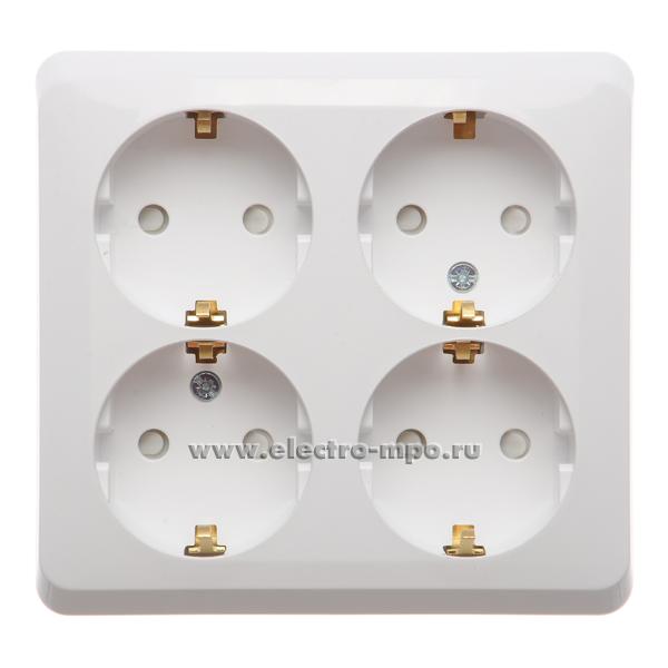 Ю4880. Розетка Этюд PA16-208B 4 гнезда "евр" о/п со шторками белая (Systeme Electric)