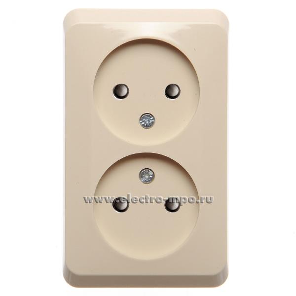 Ю4894. Розетка Этюд РА16-006K двойная о/п со шторками кремовый (Systeme Electric)