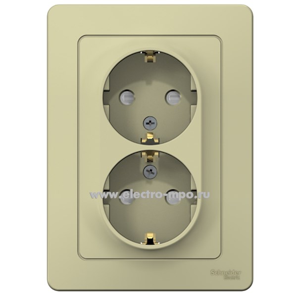 Ю43. Розетка Blanca BLNRS001127 двойная "евро" со шторками с/п бежевая (Systeme Electric)