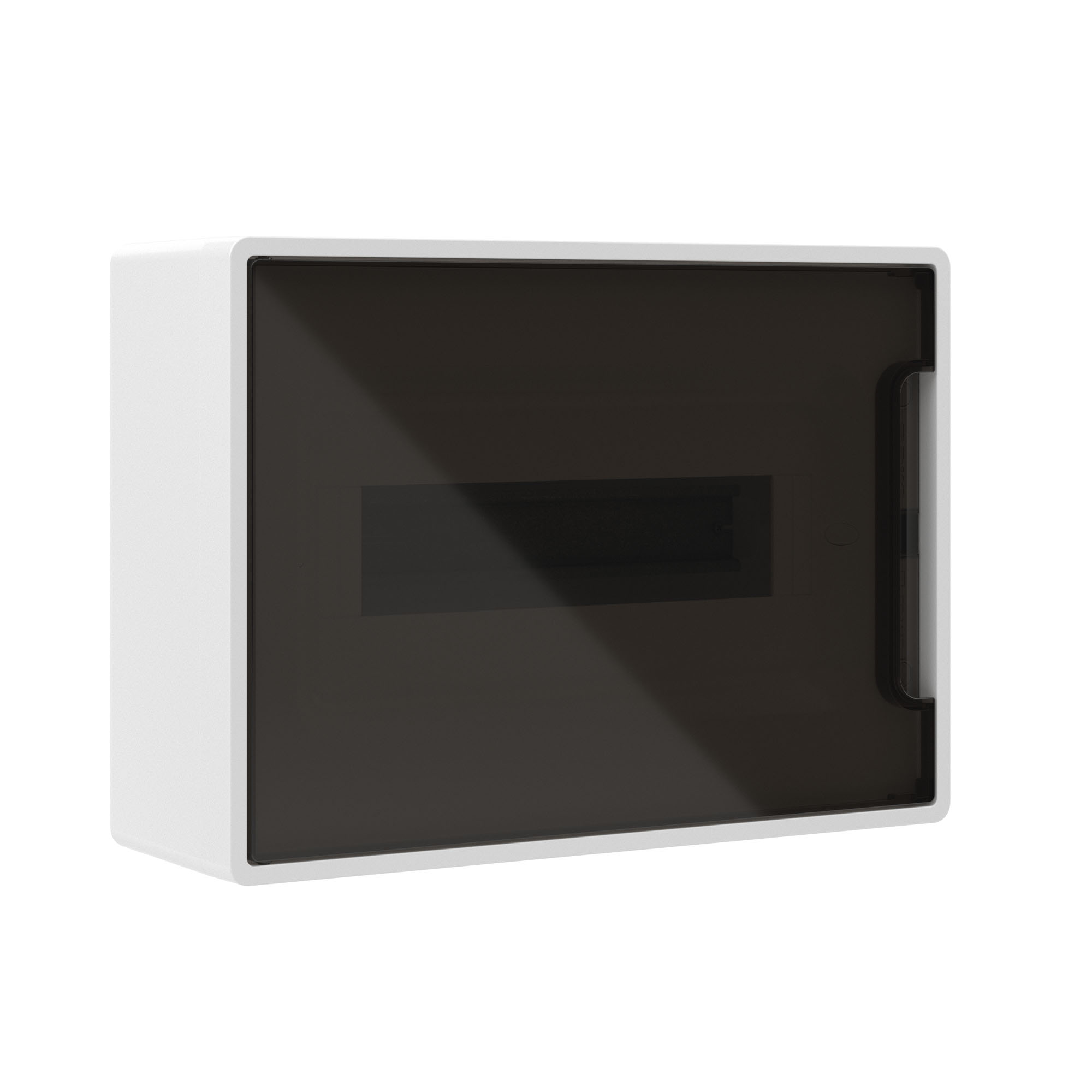 Е10. Щиток F12W1WD 12 мод настенный Фрейм (FRAME), белый, с тонированной дверцей, с 2 шинами  PEN  (ДКС)