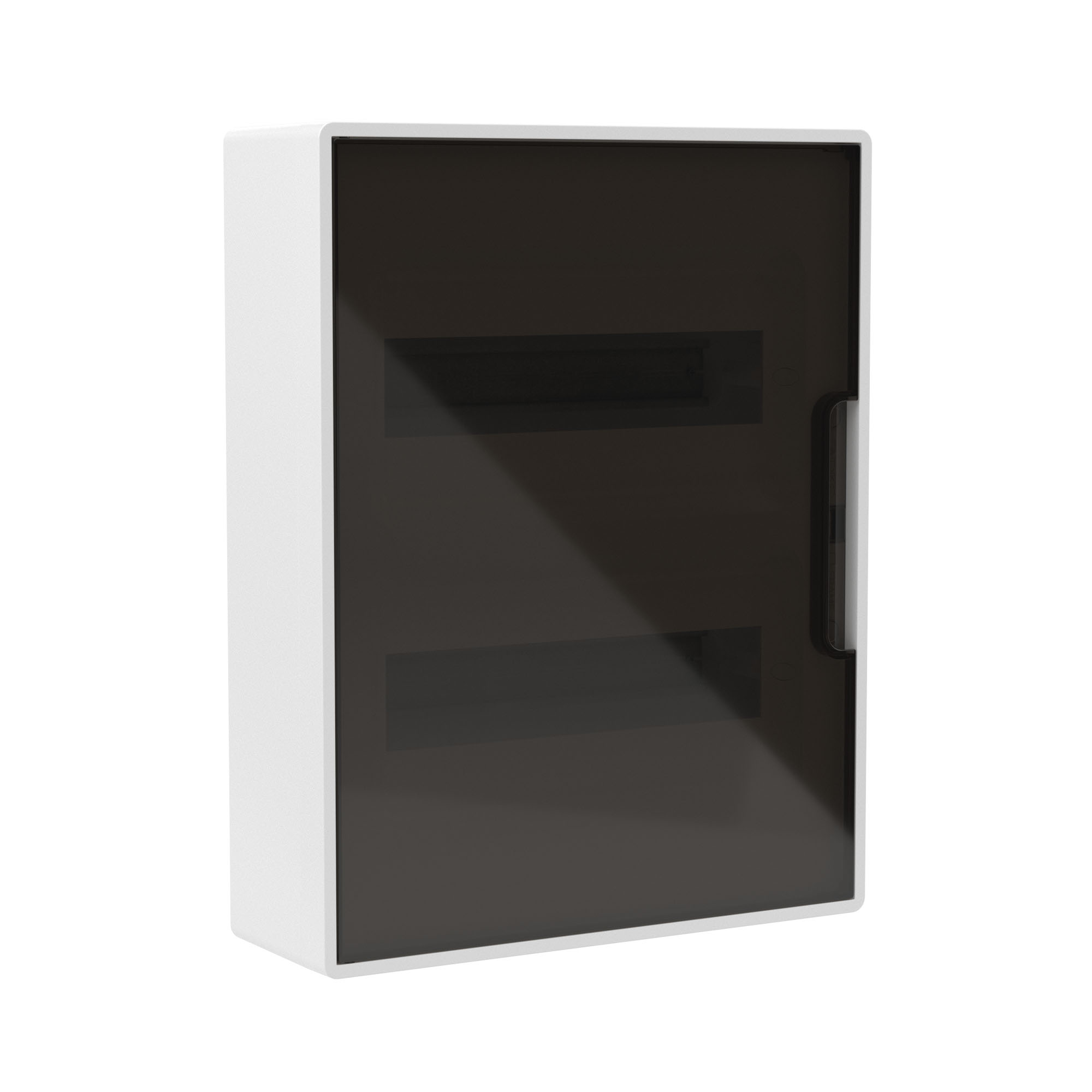 Е10. Щиток F24W1WD 24 мод настенный Фрейм (FRAME), белый, с тонированной дверцей, с 4 шинами  PEN  (ДКС)