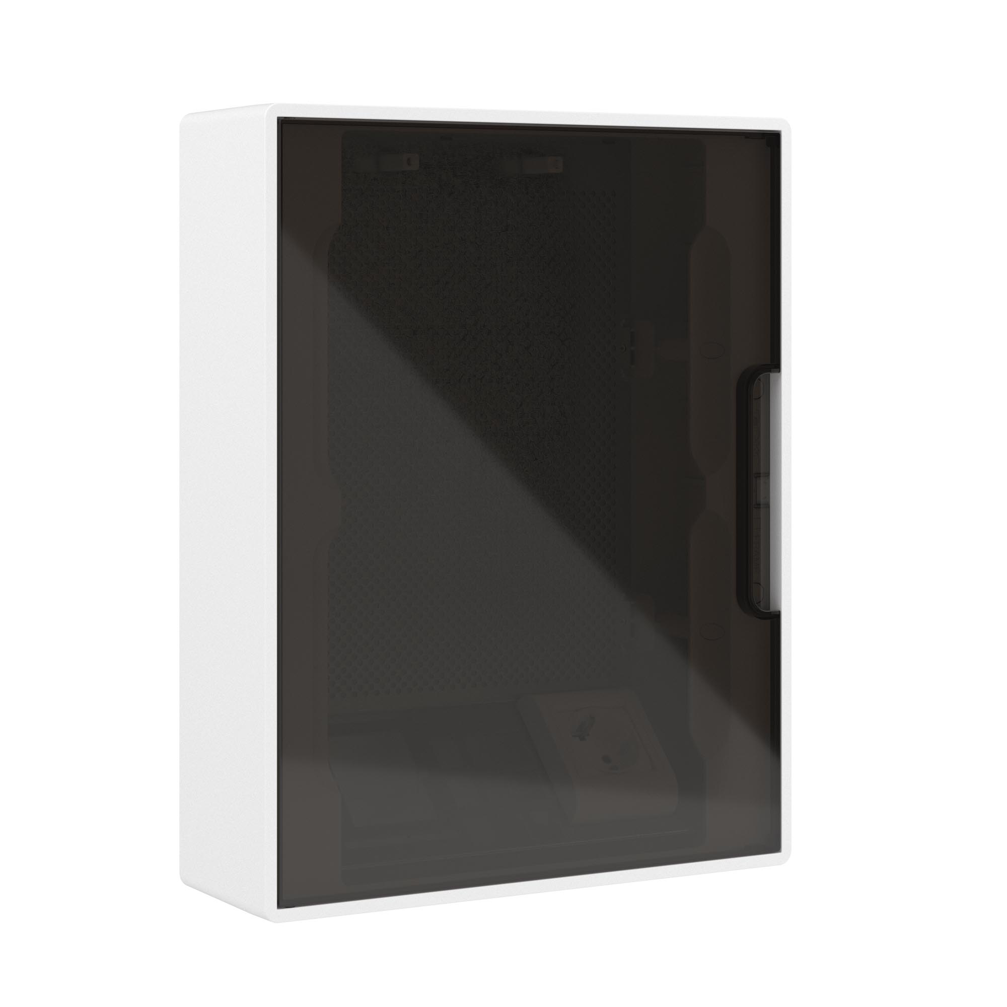 Е10. Щиток F24W4WD 24 мод настенный слаботочный Фрейм (FRAME), белый, с тонированной дверцей,  с  (ДКС)