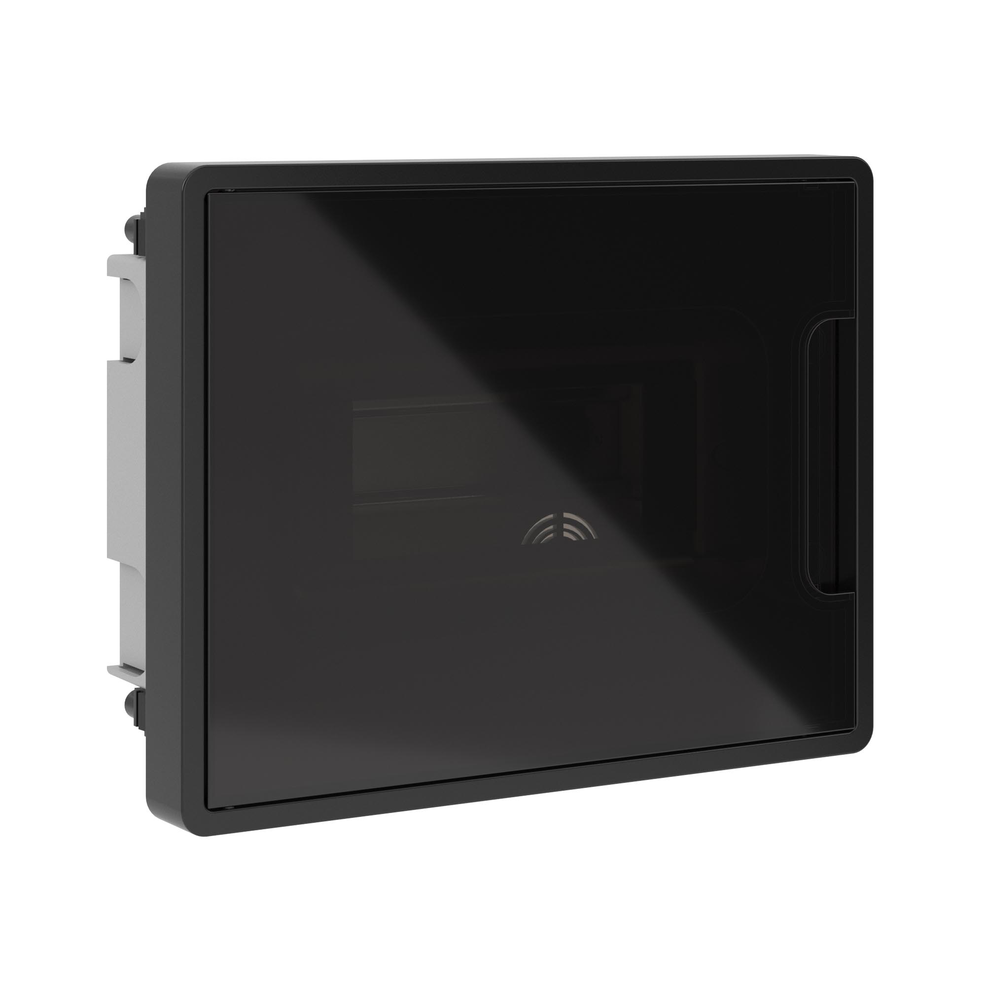 Е10. Щиток F08B3BD 8 мод встраиваемый для полых стен Фрейм (FRAME), черный, с тонированной   (ДКС)