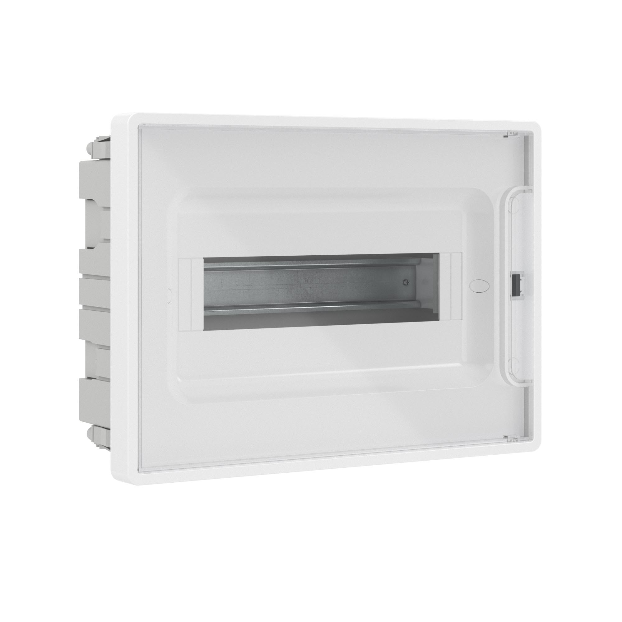 Е10. Щиток F12B3WT 12 мод встраиваемый для полых стен Фрейм (FRAME), белый, с прозрачной   (ДКС)