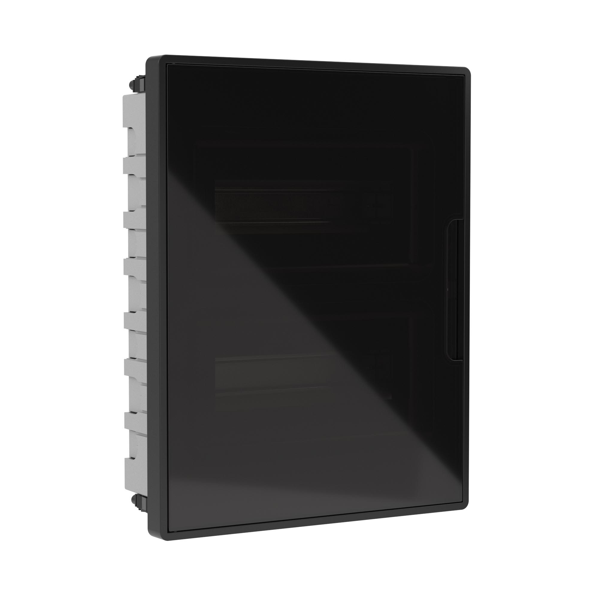 Е10. Щиток F24B3BD 24 мод встраиваемый для полых стен Фрейм (FRAME), черный, с тонированной   (ДКС)