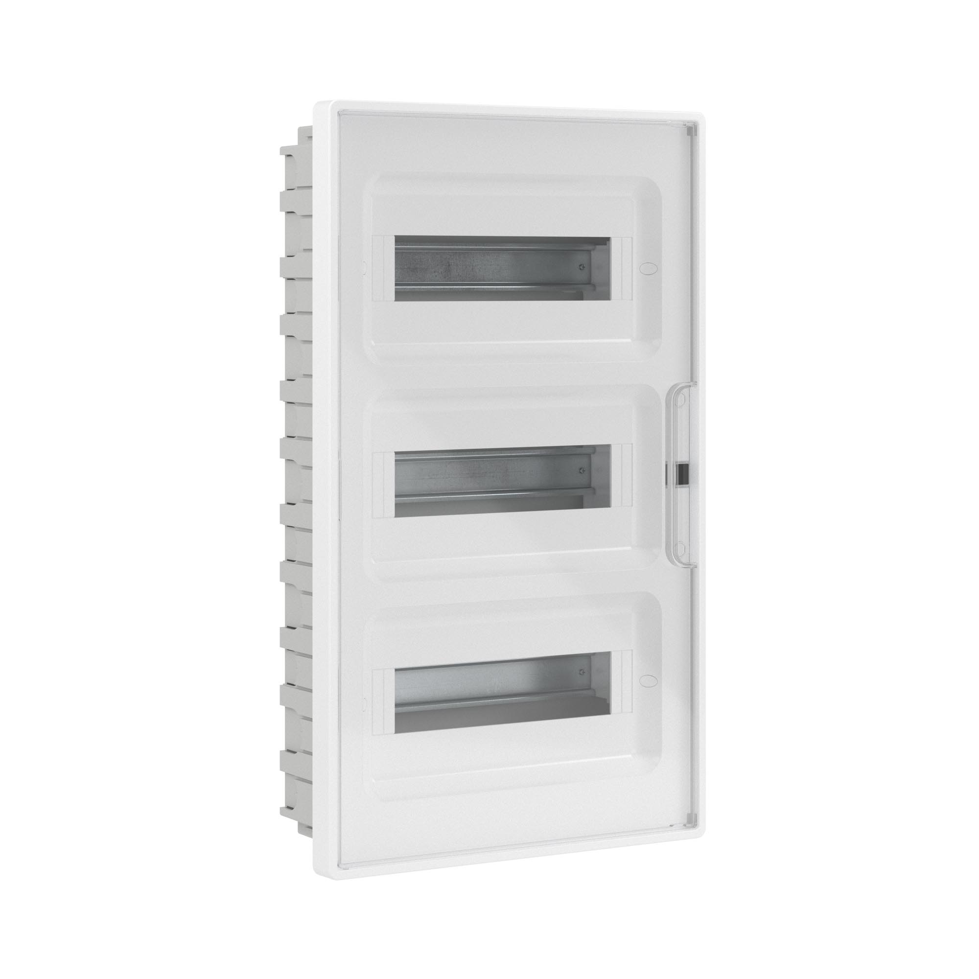 Е10. Щиток F36B3WT 36 мод встраиваемый для полых стен Фрейм (FRAME), белый, с прозрачной   (ДКС)