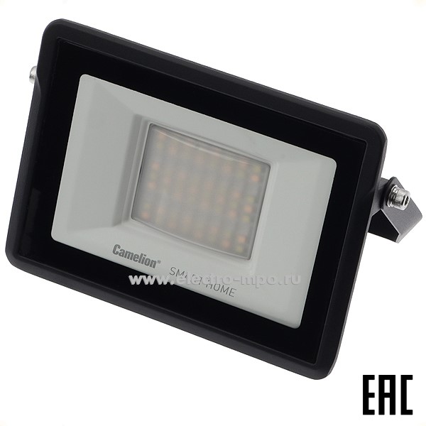 Ю8528. Прожектор 30Вт Smart Home LFL/SH-30/RGBСW/WIFI 220В IP65 с управлением по Wi-Fi (Camelion)