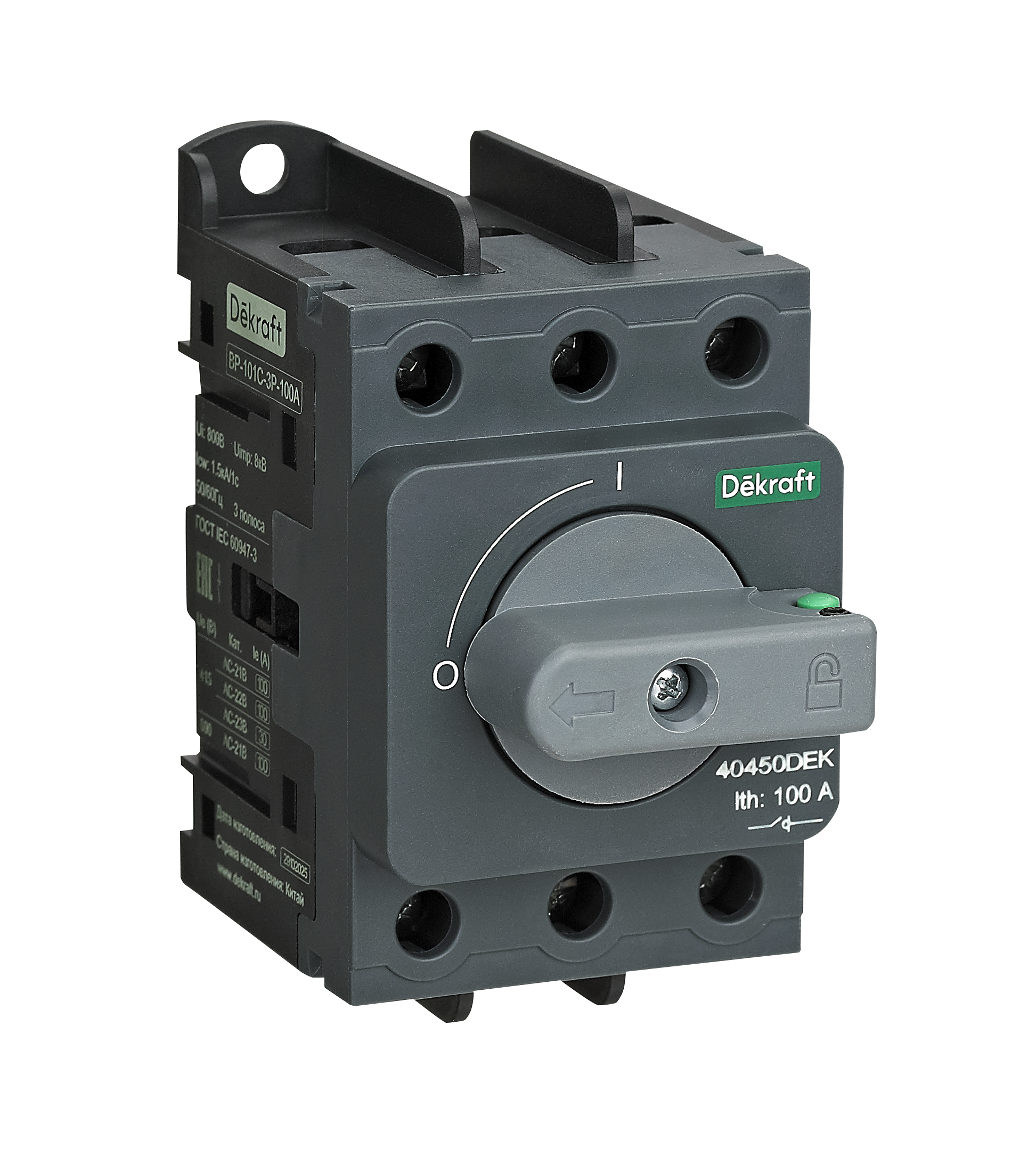 А48. Выключатель-разъединитель 40402DEK 80А 3Р ВР-101С (Dekraft)