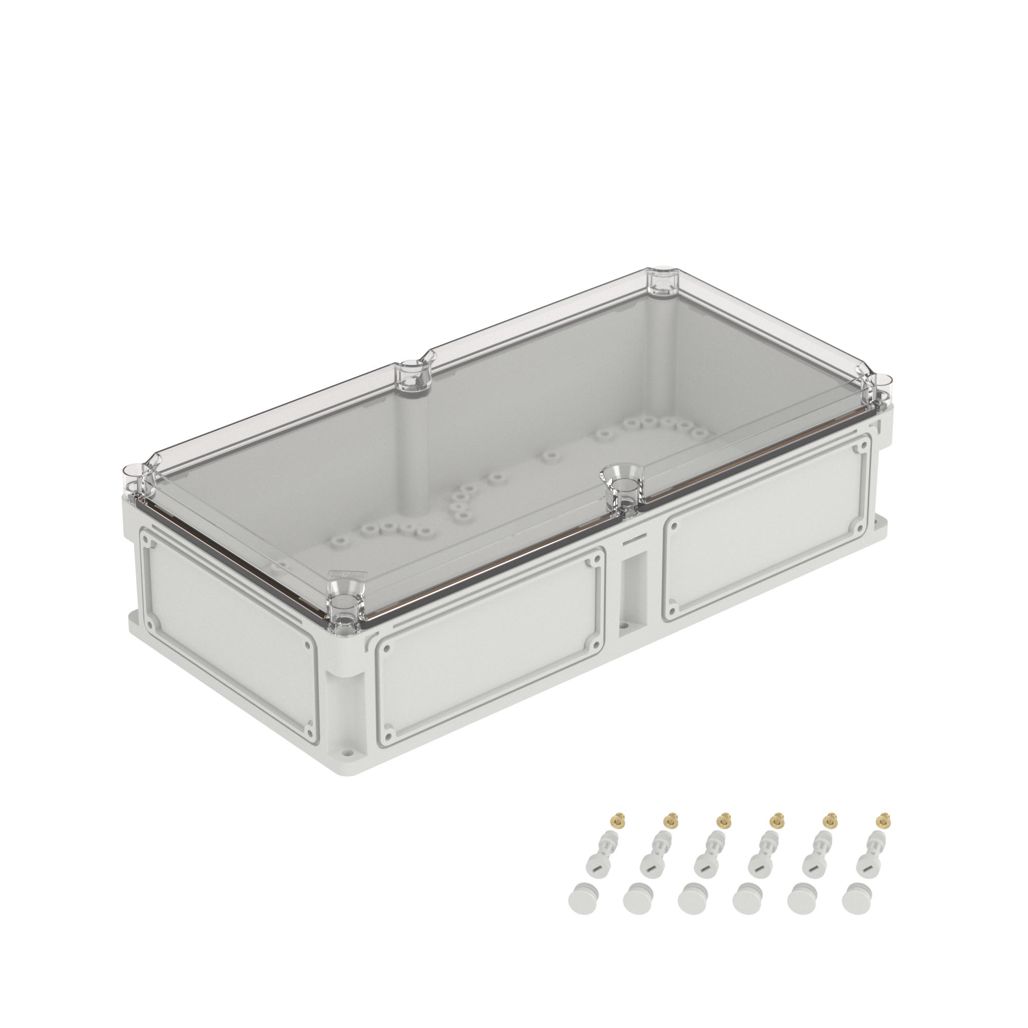 Е10. Корпус 563311 RAM box без МП 600х300х160 мм, с фланцами, прозрачная крышка высотой 35  (ДКС)