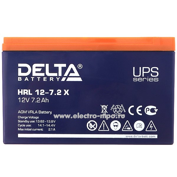 Н6543. Аккумуляторная батарея HRL12-7.2X 12В 7,2Ач срок службы 12 лет (Delta Китай)