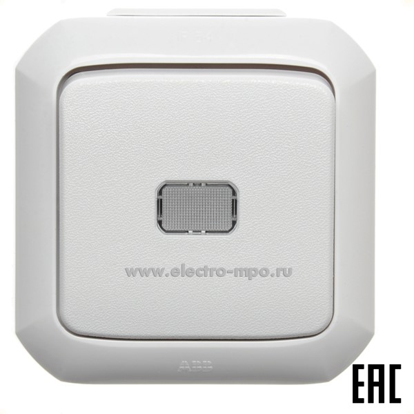 Ю1506. Переключатель Variant+ 2CHN588652C4500 3558N-C86511B 1кл. кнопоч. с линзой IP54 о/п белый (АВB)