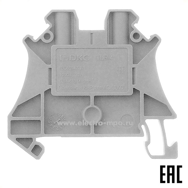 К2206. Клемма TUR-4R винтовая серая 4мм2 32А 1000В ширина 6,2мм (ДКС)