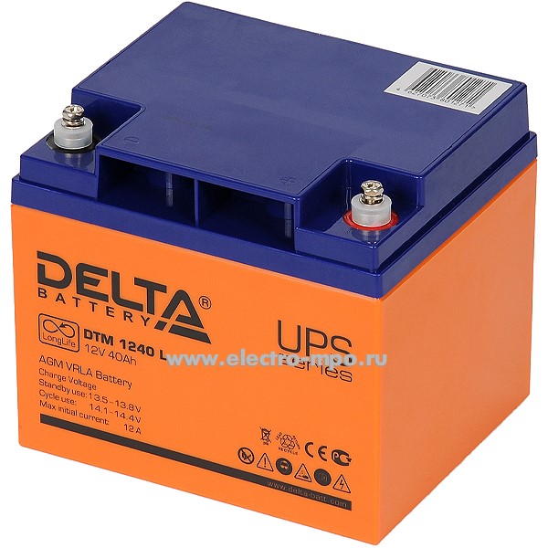 Н6570. Аккумуляторная батарея DTM1255L 12В 55Ач срок службы 12 лет (Delta Китай)
