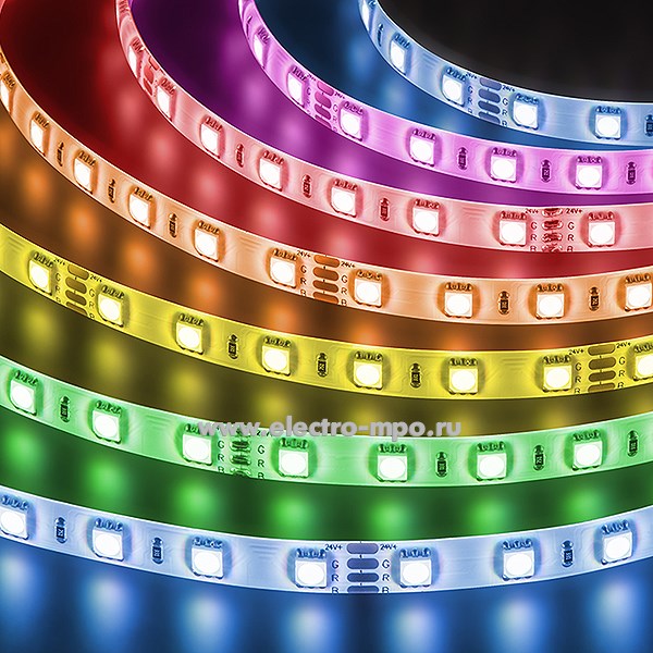 С15. Лента светодиодная 95314 NLS-5050RGB60 5м 24В пост.тока 72Вт RGB 300Led IP65 (Navigator)