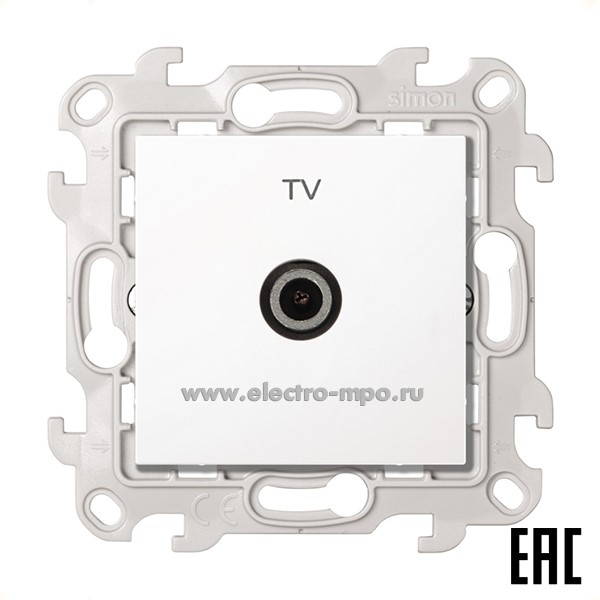Ю7135. Механизм Simon24 2410475-030 розетки TV проходной с/п белый (Simon)