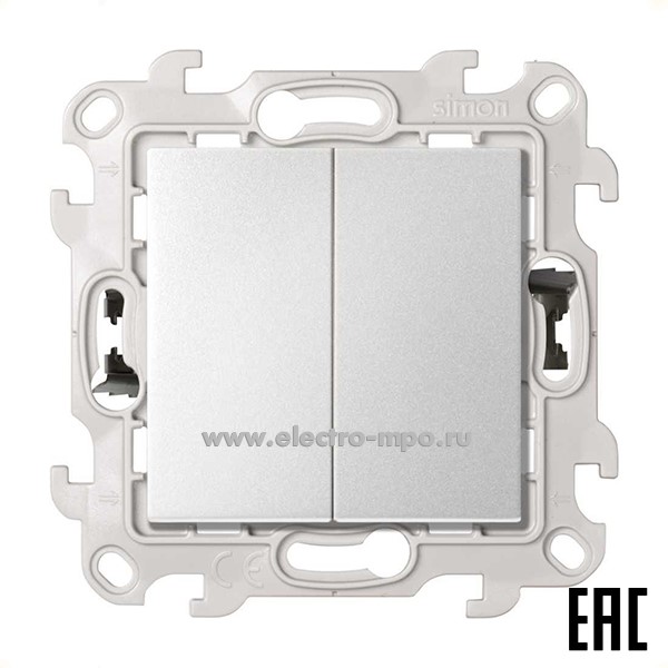 Ю7212. Механизм Simon24 2420398-033 выключателя 2кл. Push\Go с/п алюминий (Simon)