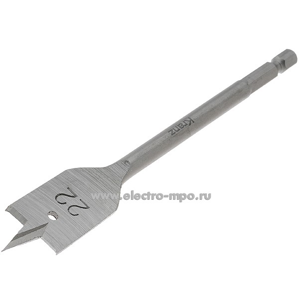 И8612. Сверло KR-91-0668 перовое по дереву 22х152мм шестигранный хвостовик (Kranz)