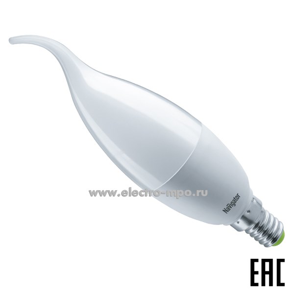 Л01. Лампа 5Вт 61026 NLL-P-FC37-5-230-4K-E14-FR 400Лм 4000К LED "свеча на ветру" х/б свет (Navigator)
