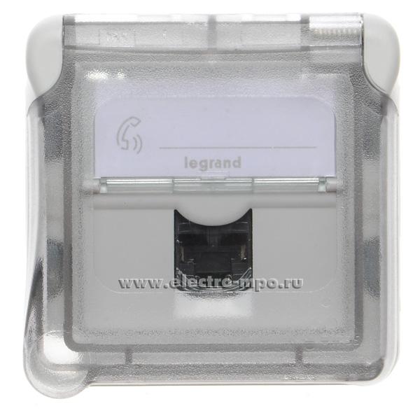 Ю6930. Механизм Plexo 069569 розетки комп. с крышкой FTP 1вход 8конт. с экраном IP55 с/п серый (Legrand)