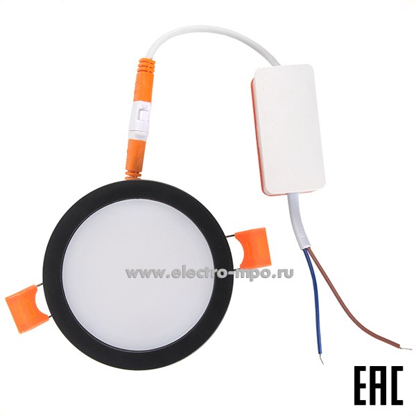 С08. Светильник 412374 GLP-DECO-R2-7BT-IP40-4-BL 7Вт 620лм 4500К черный круг с подсветкой IP40 (Gen