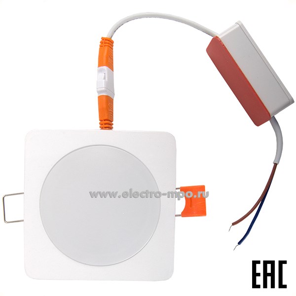 С08. Светильник 412375 GLP-DECO-S2-7BT-IP40-4-W 7Вт 620лм 4500К белый квадрат с подсветкой IP40 (General
