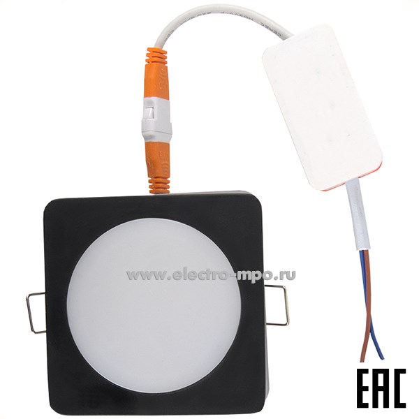 С08. Светильник 412376 GLP-DECO-S2-7BT-IP40-4-BL 7Вт 620лм 4500К черный квадрат с подсветкой IP40 (Gener
