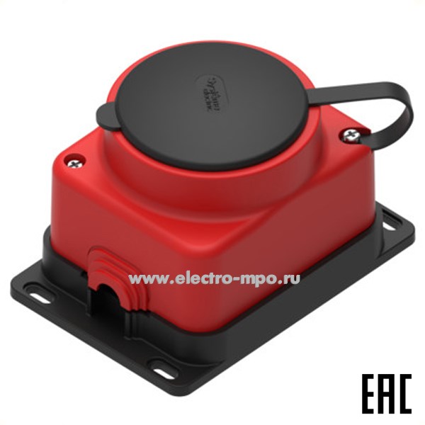 Р66. Розетка MST4403RD "евр" 2К+З 16А 250В каучуковая красная IP44 (Systeme Electric)