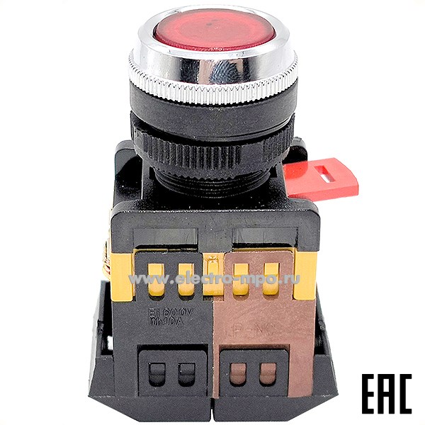 К94. Кнопка ABLFS-22 красная d22мм неон/220В 1НЗ+1НО ADL10-025 (ANDELI)