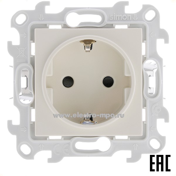 Ю7176. Механизм Simon24 2420432-031 розетки "евро" со шторками Push\Go с/п слоновая кость (Simon)