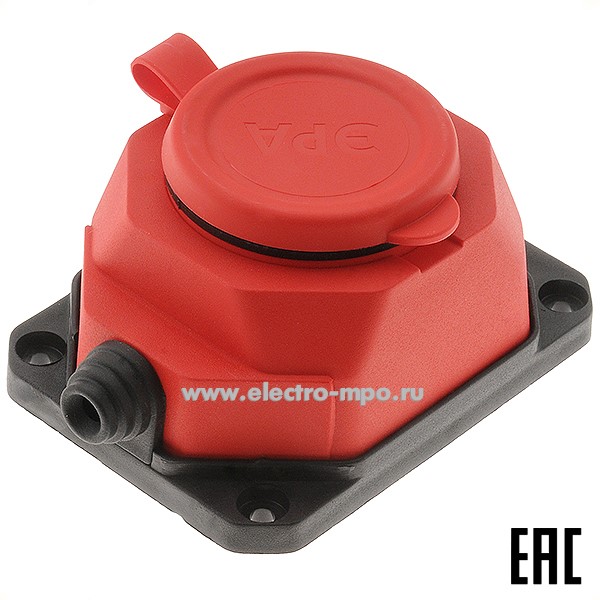 Р6677. Блок ЭРА K-1e-RED-IP44 1 розетка "евр" на поверх. с крышк. резин. красный IP44 Б0044550 (Турц
