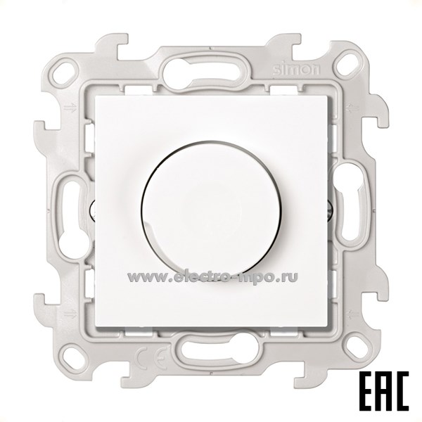 Ю7119. Механизм Simon24 2410313-030 светорегулятора поворотно-нажимной 40-450Вт с/п белый (Simon)