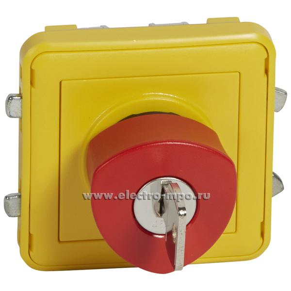 Ю6922. Механизм Plexo 069548 выключателя кнопоч. экстрен. отключ. с ключом IP55 с/п желтый (Legrand)