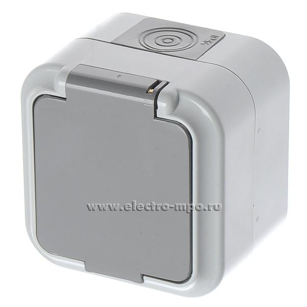 Розетка Пралеска Аква РА16-297(ОЗ) \"евр\" влагозащищенная с крышкой IP54 ...