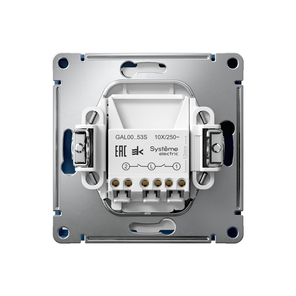 Р34. Механизм ArtGallery GAL001153S выключателя 2 кл. безвинт. зажим с/п с подсветкой аквамарин (SE)