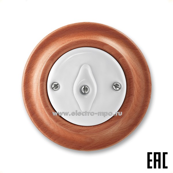 Р8461. Переключатель Decento 3560K-C0634552 2CHK600634C4052 поворотный с/п белый фарфор/вишня