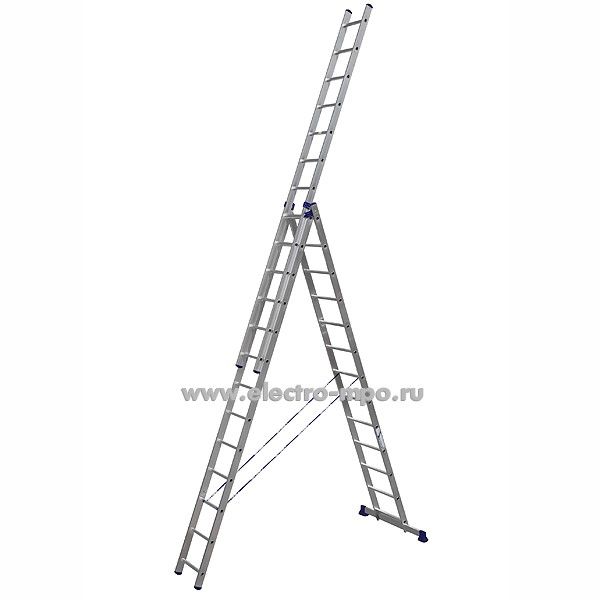 В6065. Лестница 5313 профессионал. универсал. алюм. 3 секции L=3,66-8,7м (Алюмет Россия)