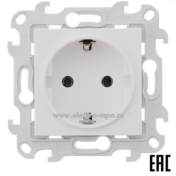 Ю7123. Механизм Simon24 2450434-030 розетки "евро" с/п белый (Simon)