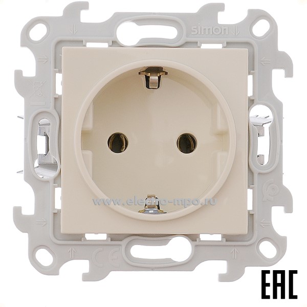 Ю7174. Механизм Simon24 2420434-031 розетки "евро" Push\Go с/п слоновая кость (Simon)