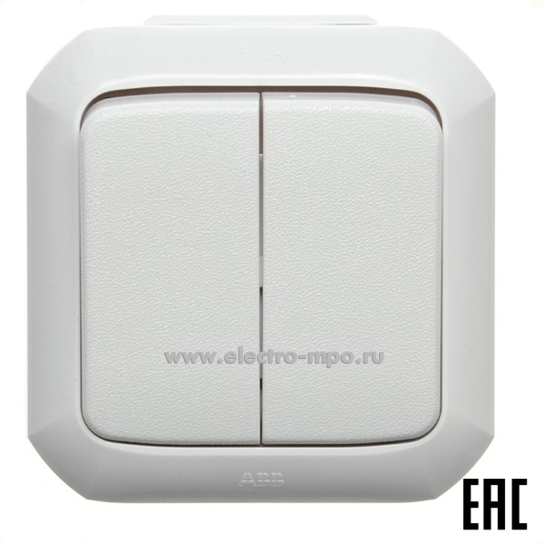 Ю1515. Выключатель Variant+ 2CHN588751C4500 3558N-C87510B 2кл. кнопочный IP54 о/п белый (АВВ)