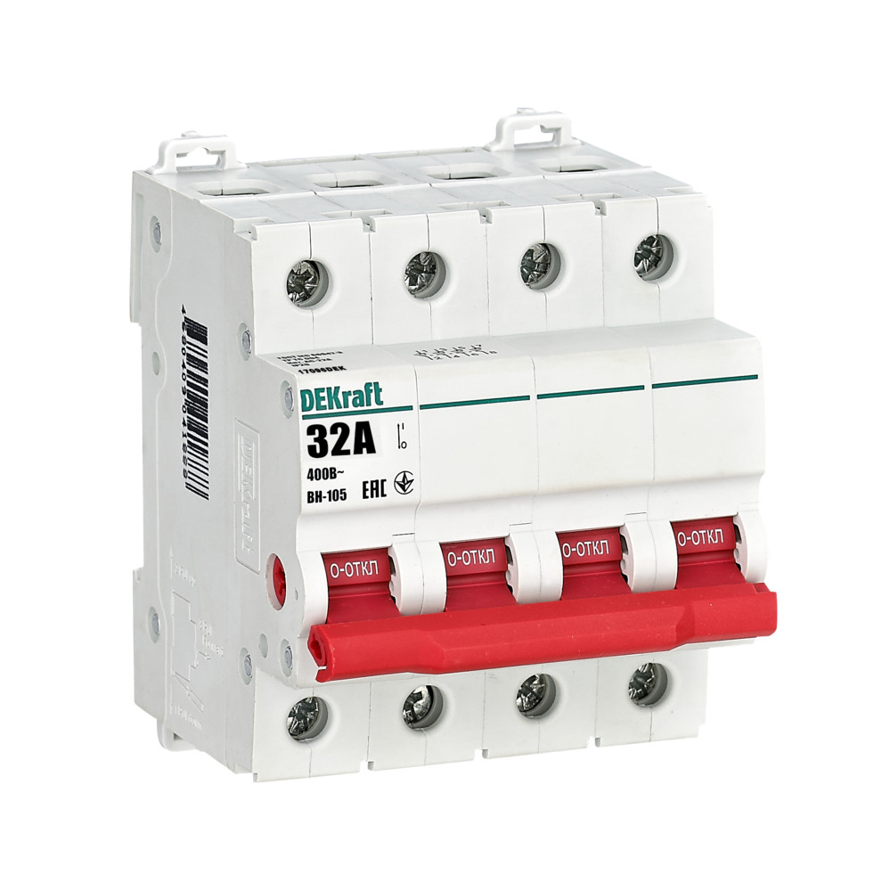А48. Выключатель-разъединитель 17096DEK 4Р 32А ВН-105 (DEKraft)