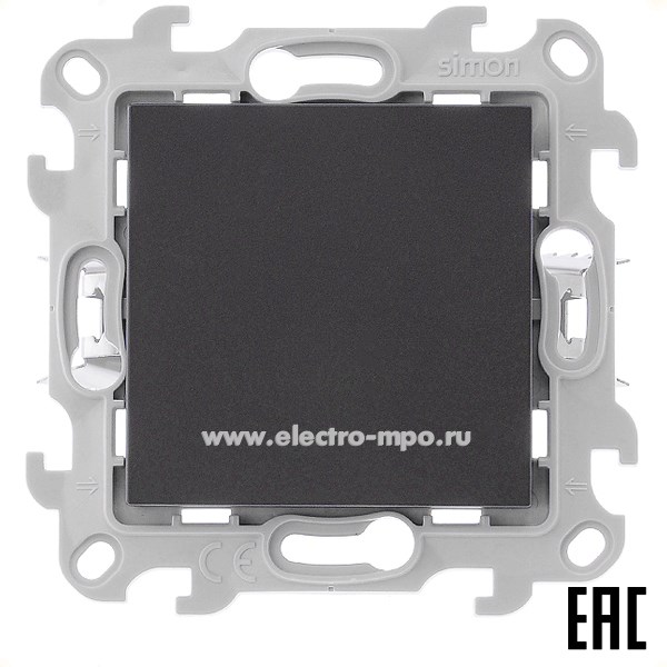 Ю7250. Механизм Simon24 2450150-038 выключателя 1кл. кнопочный Push\Go с/п графит (Simon)
