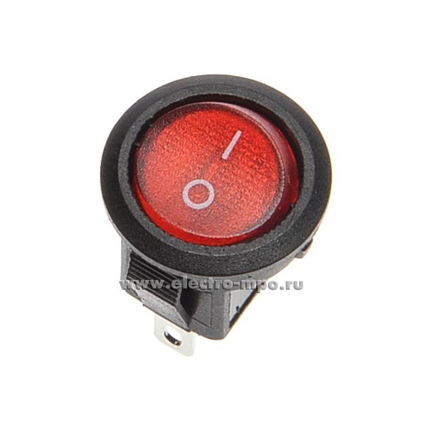 А5752. Выключатель клавишный on-off Micro 250В 3А 1з красный с подсветкой  36-2530 (Rexant)