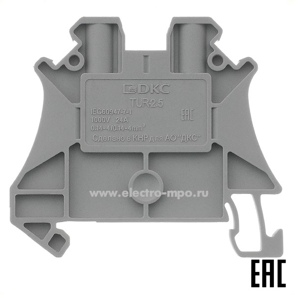 К2200. Клемма TUR-2.5R винтовая серая 2,5мм2 24А 1000В ширина 5,2мм (ДКС)