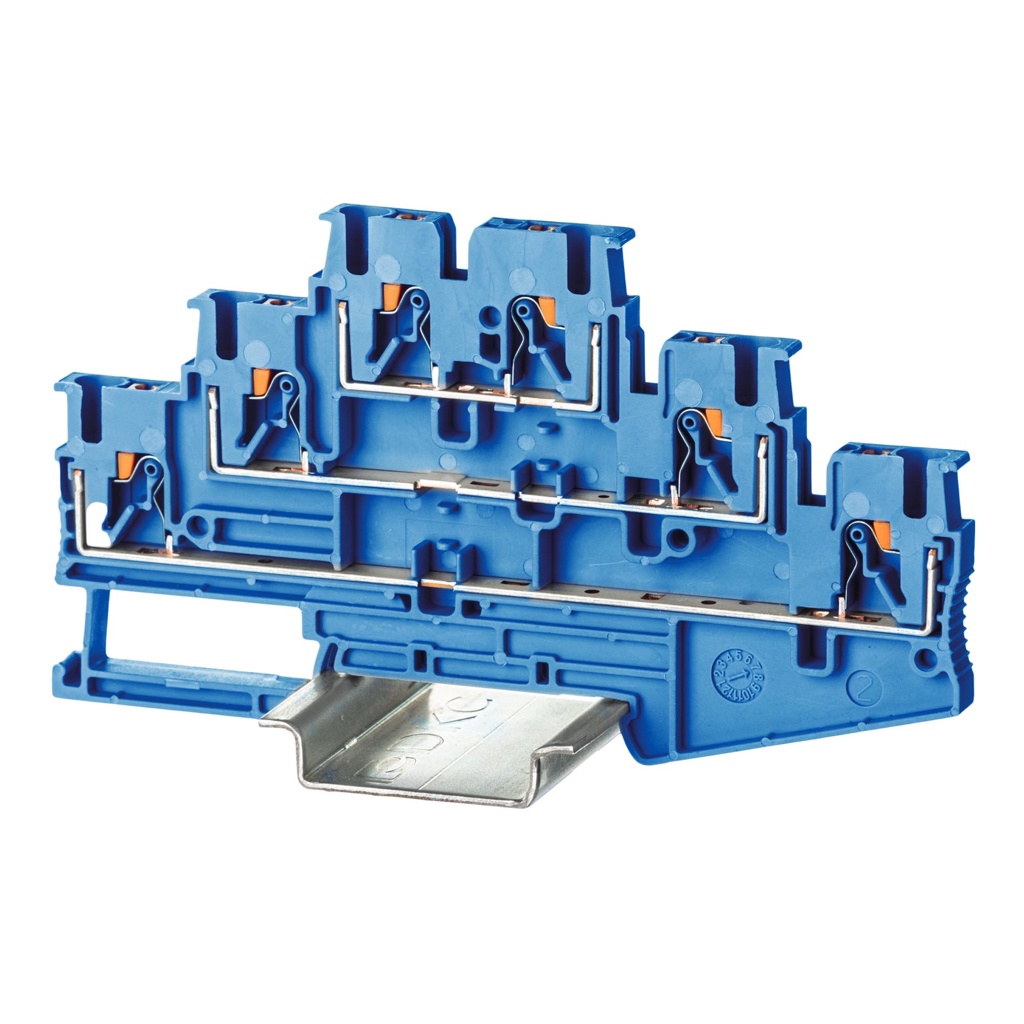 К2317. Клемма VPR-2.5-3L-BU трехуровневая, зажим push-in, 6 точек подключения, 2.5 кв.мм,  (ДКС)