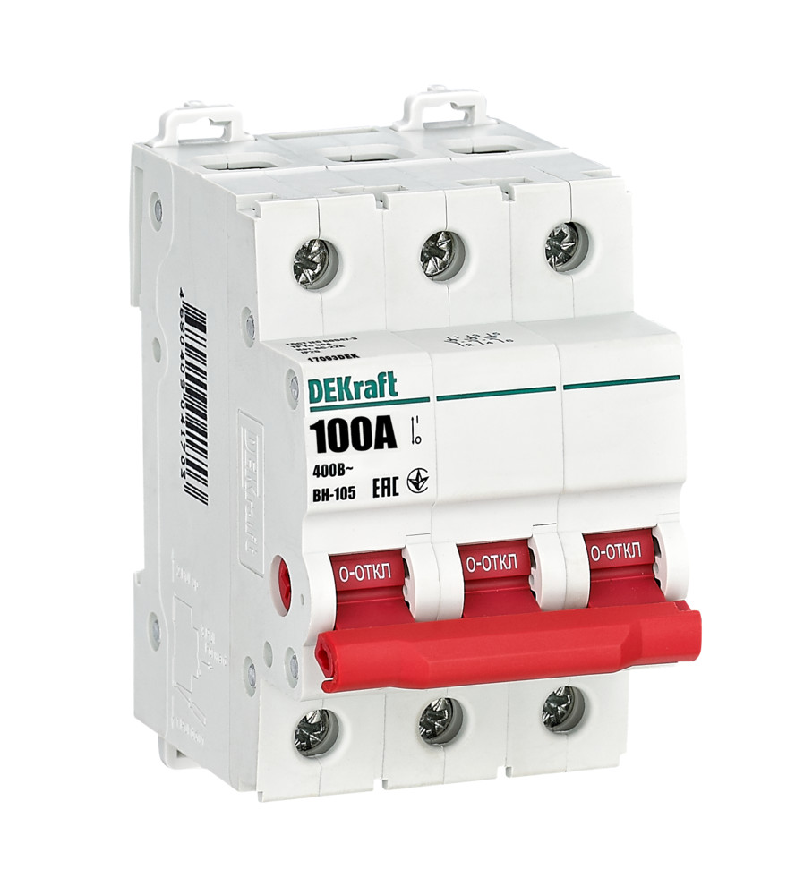 А48. Выключатель-разъединитель 17093DEK 3Р 100А ВН-105 (DEKraft)