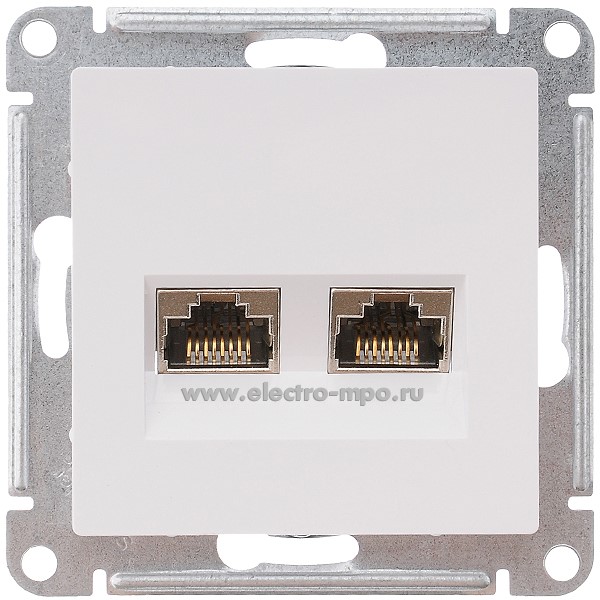 Ю4047. Механизм AtlasDesign ATN000188 розетки компьютерной 2 входа RJ45 6А с/п белый (Systeme Electric)